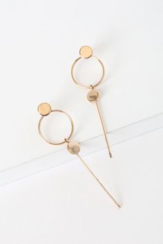 Gold Earrings - Drop Earrings - Minimalist Gold Drop Earrings - Lulus Minimalist Rose Gold Hoop Earrings For Party, Minimalist Circle Earrings For Party, Minimalist Hoop Earrings With Dangling Charms, Scotland Packing List, 2022 Jewelry, Minimalist Earrings Gold, Hoop Charms, Chic Earrings, Jewelry Making Ideas