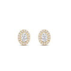 Classic oval cut earrings with a stunning halo of round stones encircling the center stone.A lovely outfit-maker, this pair of stud earrings is what you need to give any ensemble a polished, put-together finish Diamond Halo Earrings, Halo Diamond Earrings, Cut Earrings, Gorgeous Engagement Ring, Halo Earrings, Outfit Maker, Diamond Halo, Oval Diamond, Conflict Free Diamonds