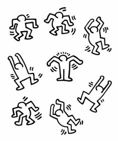 an image of various stick figures in black and white