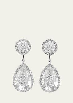 Bhansali 18K White Gold One Collection Pear Quartz Drop Earrings with Diamond Halo - Bergdorf Goodman Luxury Platinum Teardrop Diamond Earrings, Luxury Teardrop Bridal Earrings For Formal Occasions, White Teardrop Diamond Earrings In Platinum, Timeless Rose Cut Diamond Earrings For Formal Occasions, Luxury Pear-shaped Bridal Earrings For Formal Occasions, Luxury White Drop Teardrop Earrings, Luxury White Gold Drop Diamond Earrings, Luxury Diamond White Halo Bridal Earrings, Timeless Formal Diamond Earrings With Halo Detail