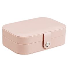 a pink leather box with two handles