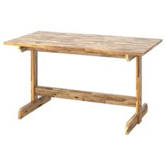 a wooden table sitting on top of a white background