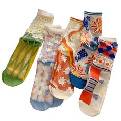 PRICES MAY VARY. ❥【Size & Packing】Medium Size. Fits for US women shoe size 5-9. It contains 5 Pairs transparent see through lace mesh high ankle sheer crew socks with different patterns. ❥【SMOOTH MATERIAL】Nylon, cotton, which ensures our socks soft, comfortable, stretchy, lightweight and breathable. Sheer see through lace on the top, easy for air ventalation, let you feel cool. Lightweight, like a peice of feather on your feet. Enforced cotton heel and toes, make socks last long. ❥【SHEER SOCKS W Fairy Tales Aesthetic, Cottagecore Accessories, Women Socks Fashion, Crystal Lace, Nylon Dress, Mesh Socks, Aesthetic Cottagecore, Sheer Socks, Print Socks