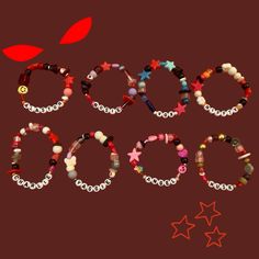 These bracelets are themed around the main characters from the Hazbin Hotel series by Vivziepop! This set is customizable, so you can get your favorite characters. Customized Novelty Bracelets For Birthday, Customizable Novelty Friendship Bracelets As Gifts, Personalized Red Beaded Bracelets With Letter Beads, Customizable Novelty Bracelets For Birthdays, Themed Handmade Wristband For Gift, Handmade Themed Wristband Gift, Handmade Themed Wristband For Gift, Adjustable Fandom Bracelets As Gift, Customized Themed Bracelets For Gifts