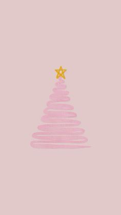 a pink christmas tree with a star on top in front of a light pink background