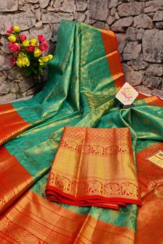 Do you think to buy the best and richness-filled kanjeevaram silk but with a twist element like the brocade? This turquoise green color kanjeevaram silk mark saree comes with brocade work and a broad border to make you party-ready any time. Color: A shade of turquoise green color Technique: This fabric comes with fantastic work of brocade and golden zari on the whole saree Fabric: Kanjeevaram Silk Quality: IndyVogue's Assurance of Silk Mark Certified Turquoise Green Color, Kanjeevaram Silk Saree, How To Wash Silk, Blouse Measurement, African Necklace, Silk Cotton Sarees, Color Techniques, Contrast Blouse, Shades Of Turquoise