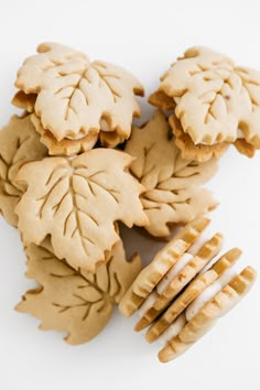 some cookies with leaves on top of them