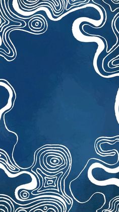 an abstract blue background with white swirls and lines in the shape of wavy shapes