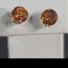 E96 $149 14k White Gold 8mm Round Orange Mystic Stud Earrings. Est 4ct. Never Worn. With Tags. All Gemstone Carat Weights (Ct, Ctw.), If Mentioned, Are Approximate; Variance May Be .05 Carat Orange Earrings, Gold Orange, Orange Gold, Earrings Color, Color Orange, Jewelry Earrings, White Gold, Stud Earrings, Women Jewelry