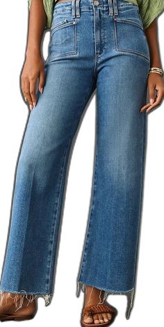 High Waist Jeans With Welt Pockets, High Rise Jeans With Pockets In Elastane, High Rise Jeans With Pockets, Relaxed Fit Elastane Jeans For Work, Stretch Jeans With Side Pockets For Work, High Rise Elastane Pants With Pockets, Crop Jeans, Cropped Jeans, Anthropologie