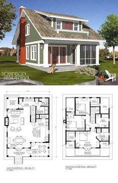 two story house plans with lofts and an open floor plan for the first level