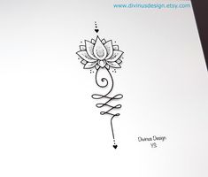 a drawing of a flower on a sheet of paper with the words divine design written below it