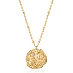 PRICES MAY VARY. Gold Seashell Necklace: Gold coin pendant with detailed engravings of two shells; adorned with a lustrous pearl Pendant Dimensions: Necklace length: 19.5 inches + 2-inch extension chain; pendant size: 20.3 mm wide, 19.5 mm high Premium Materials: Made with 14K gold plated over brass; nickel and lead-free; hypoallergenic for sensitive skin Gift-Ready Packaging: Comes in a cute gift box; perfect for family members, friends, and significant others on special occasions LADYGD Jewelr Gold Shell-shaped Necklace With Starfish Charm, Gold Necklace With Starfish Charm, Gold Shell-shaped Jewelry With Starfish Charm, Seashell Charm Necklace, Amazon Necklace, Gold Seashell Necklace, Gold Jewelry Gift, Handmade Gold Jewellery, Chic Bracelet