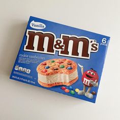 a box of m & m's cookie and marshmallows