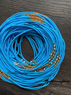 Blue Round Beads Waist Beads For Gift, Blue Waist Beads Gift, Adjustable Large Bead Waist Beads For Beach, Blue Beaded Waist Beads, Handmade Round Waist Beads For Beach, Handmade Waist Beads For The Beach, Handmade Waist Beads For Beach, Adjustable Oval Faceted Waist Beads, Adjustable Faceted Waist Beads For Beach