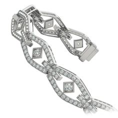 Art Deco Diamond, 3 Carat, Made In The Usa, Prong Setting, Diamond Bracelet, Art Deco, Diamonds, White Gold, Bracelet