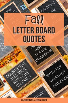 the words faq and letter board quotes are surrounded by images of fall leaves, pumpkins, and autumn leaves