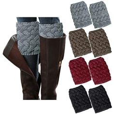 Specifications: Our boot cuffs are made from comfortable stretching acrylic fibers and cotton blend. 100% Brand new. Stretchy, soft and fashionable while providing warmth for your legs. One size fits most women and girls. With enough length and unique design, the womens boot socks keeps your legs warmer and adds a stylish touch of glamour to your appearance. You can wear the winter boot cuffs over bare legs, skinny jeans, tights or leggings without any bulk in your boots. The leg warmers perfect Short Leg Warmers, Boot Cuff Socks, Extra Wide Calf Boots, Stockings And Boots, Knitted Boot Cuffs, Knitted Leg Warmers, Winter Crochet, Knit Leg Warmers, Boots For Short Women