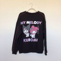 New My Melody/Keromi Sweatshirt Size Xl 26” Length 22” Sleeve Length 24” Chest Pit To Pit 60% Cotton 40% Polyester Kawaii Black Top For Streetwear, Black Kawaii Top For Streetwear, Kawaii Black Sweatshirt With Graphic Print, Black Kawaii Sweatshirt With Graphic Print, Cute Black Sweatshirt With Letter Print, Sanrio Hoodie, My Melody, New Me, Womens Tops