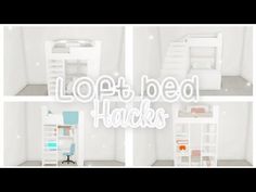 four different views of the loft bed hacks