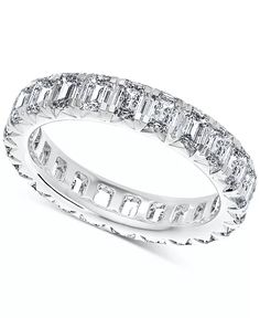 Diamond Emerald-Cut Eternity Band (4 ct. t.w.) in 14k Gold (Also in Platinum) - Macy's Emerald Cut Eternity Ring, Emerald Cut Eternity Band, Engagement Ring Guide, Bridal Ring Sets, Jewelry Repair, Emerald Cut Diamonds, Bridal Ring, Eternity Band, Eternity Bands