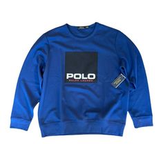 Polo Ralph Lauren Blue Black Sweatshirt Sweater Men’s Size Xl (X-Large) $125 Nwt Men’s Size Xl (X-Large) Condition Is Brand New With Tags Msrp $125 Shipped With Usps First Class Mail If You Have Any Questions About This Item Please Send Me A Message! Blue Crew Neck Sweater With Logo Detail, Blue Long Sleeve Sweatshirt With Logo, Blue Sweater With Logo Detail For Fall, Blue Crew Neck Top With Logo Detail, Navy Crew Neck Top With Logo Detail, Blue Long Sleeve Tops With Logo Detail, Casual Blue Tops With Logo Detail, Blue Crew Neck Sweater With Logo Print, Blue Sporty Sweater With Logo Print