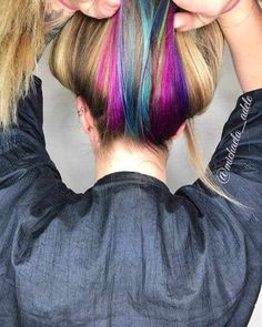 rainbow hair Hidden ideas for the rainbow hair color rainbow hair Blond Ash, Hidden Rainbow Hair, Subtle Hair Color, Hidden Hair Color, Hair Rainbow