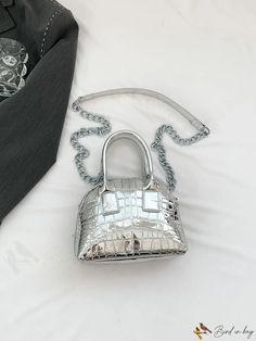 BirdinBag - Versatile Rhinestone Chain Shoulder Bag - The Ultimate Fashion Accessory Silver Metal Bag With Chain Strap, Silver Bags With Chain For Fashion Accessory, Silver Chain Bags As Fashion Accessory, Silver Satchel Shoulder Bag With Chain Strap, Silver Shoulder Bag With Chain Detail, Silver Chain Shoulder Bag, Silver Handheld Bag With Chain Strap, Silver Bag With Chain Strap For Daily Use, Metal Bag With Chain Strap