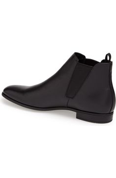 Prada Saffiano Chelsea Boot (Men) | Nordstrom Formal High-top Chelsea Boots With Leather Sole, High-top Chelsea Boots With Leather Sole For Formal Occasions, Calf Leather Chelsea Boots With Rubber Sole, Modern Slip-on Chelsea Boots With Rubber Sole, Modern Almond Toe Chelsea Boots For Work, Formal Ankle-high Chelsea Boots With Rubber Sole, Ankle-high Chelsea Boots With Rubber Sole For Formal Occasions, Business Chelsea Boots With Rubber Sole, Business Chelsea Boots With Rubber Heel Cap