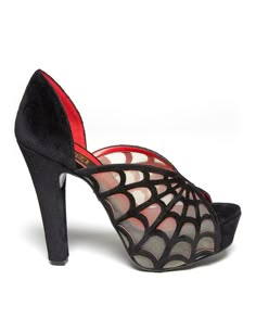 Black Velvet Spider Webbed Adele Heels | Von D Shoes Shoes Europe, Goth Shoes, Kei Visual, Web Detail, Dr Shoes, Spider Webs, Black Pumps, Spider Web, Adele