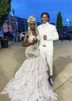 White Mermaid Dress For Prom Season, Fitted White Mermaid Dress With Sweep Train, White Fitted Mermaid Dress With Sweep Train, White Fitted Mermaid Dress For Prom Season, White Fitted Mermaid Dress For Prom, Prom Dress And Suit Matching, Prom Outfits Couples, Black Couple Prom, African Prom Dress