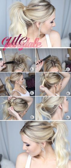 18 Cute and Easy Hairstyles that Can Be Done in 10 Minutes Five Minute Hairstyles, Hair Styles For Dirty Hair Quick, Free Hairstyle, Ponytail Hairstyle, Cute Ponytails, Messy Ponytail, Makijaż Smokey Eye, Penteado Cabelo Curto