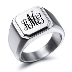 PRICES MAY VARY. 👑 【 Free Laser Engraving 】 - For this ring, we offer free engraving service. Choosing the engraving style your like, clicking the ' Customize Now ' button, enter a symbolic and meaningful initial or some word, we'll engrave the content you provide on flat top of the ring, bring you a unique personalized jewelry. 👑 【 Multiple Custom Style 】 - ① Floral Letter ② Big initial letter + Name in the middle ③ Monogram letter ④ 8 types of nomal font ⑤ NON-Engraving. You could choose the Silver Monogram Ring For Wedding, Classic Engraved Stainless Steel Signet Ring, Silver Monogram Engraved Ring For Wedding, Rectangular Silver Stainless Steel Signet Ring, Engraved Stainless Steel Signet Ring For Anniversary, Classic Silver Engraved Stainless Steel Ring, Classic Silver Stainless Steel Engraved Ring, Engraved Stainless Steel Signet Ring For Promise, Classic Rectangular Jewelry With Engraved Text