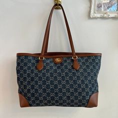 Brown Leather Handbag, Go Bag, Gucci Tote Bag, Brown Tote Bag, Gucci Ophidia, Gucci Tote, Brown Leather Handbags, Denim Tote Bags, Go Bags