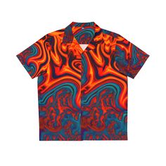 Experience the pulsating energy of music festivals with our Men's Pulsating Sunset Hawaiian Shirt. Immerse yourself in the euphoria of Red Rocks shows, or get lost in the trippy excitement of a rave. This flamboyantly eccentric orange, psychedelic-designed shirt is your perfect companion for an unforgettable night of fun and elation. Crafted from a medium-weight blend of 95% polyester and 5% spandex, it promises comfort without compromising style. The full-button front adds a classic touch to th Band Merch Shirt For Summer Music Festival, Summer Band Merch Shirt For Music Festival, Retro Shirt For Summer Concerts, Retro Summer Shirt For Concerts, Relaxed Fit Shirt For Concerts And Music Festivals, Summer Concert Short Sleeve Shirt, Relaxed Fit Shirt For Music Festivals, Festival Short Sleeve Relaxed Fit Tops, Short Sleeve Shirt With Graphic Print For Music Festival