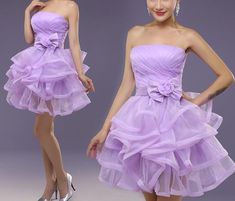 Cute Organza Strapless Short Party Dress, Short Formal Dress, Teen Party Dress Formal Dress Teen, Teen Party Dress, Bat Mitzvah Dress, Lavender Homecoming Dress, Bat Mitzvah Dresses, Prom Dress Trends, Short Formal Dress, Formal Dresses For Teens, Best Prom Dresses