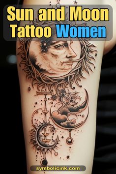 Sun and Moon Tattoo For Women Sun And Moon Tattoo Designs, Sun Tattoo Design, Moon And Sun Tattoo, Tattoo Design For Women