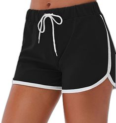 Black Bottoms For Summer Workout, Stretch Black Shorts For Summer, Black Bottoms With Built-in Shorts For Beach Season, Black Stretch Shorts For Summer, Casual Black Beach Bottoms, Black Sports Bottoms For Summer, Drawstring Black Beach Bottoms, Black Drawstring Bottoms For Beach Season, Black Stretch Shorts For Vacation