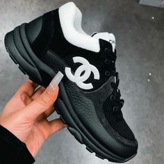 Brand New With Dust Bag And Box Black And White Chanel Sneakers, Luxury Tennis Shoes, Luxury Black Sneakers With Logo, Black Sneakers For Streetwear, Stylish Black Sneakers For Streetwear, Trendy Black Sneakers With Logo, White Chanel Sneakers, Chanel Sneakers Outfit, Black And White Chanel