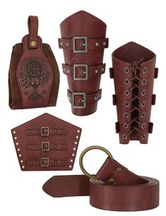 a set of leather garters and boots with metal buckles