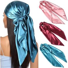 New Product 100% Polyester Imported Tie Closure Hand Wash 3 Colorful Hair Scarves Make You Elegantcolorful Print Satin Head Scarves Can Be Matched With Your Clothing And Hairstyle, Which Can Add More Charm And Elegance To Your Daily Outfit. It Comes With 3 Style Satin Scarves, Enough For Daily Wear. Large Satin Scarf Easily To Wearsatin Head Scarf Is 35 X 35 Inches / 90 X 90 Cm, Lightweight And Portable. These Women Head Scarves Can Be Worn In Multiple Way, Like Head Wrap, Sleeping Caps, Neck Sc Satin Head Scarf, Silk Head Wrap, Hair Scarves, Tartan Plaid Scarf, Ladies Head Scarf, Silk Headscarf, Head Scarves, Head Scarf Styles, Silk Bandana