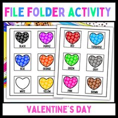 valentine's day file folder activity for kids with hearts and dots on the pages