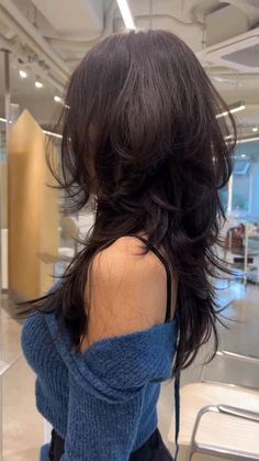 Korean Wolfcut: 1. Shaggy Wolfcut Haircut Wavy, Bangs Straight, Bangs Long, Long Wolfcut Haircut, Wolfcut Haircut, Long Wolfcut