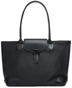 Elegant Nylon Shoulder Bag For Shopping, Black Solid Color Bag For Office, Trendy Travel Shoulder Bag With Magnetic Closure, Gray Large Capacity Office Bag, Office Shoulder Bag Tote With Turn-lock Closure, Elegant Nylon Tote Shoulder Bag, Black Office Shoulder Bag With Silver-tone Hardware, Black Shoulder Bag With Gunmetal Hardware Tote, Work Office