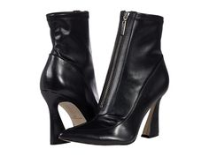 Massimo Matteo Alexis Bootie - Women's Boots : Black : Look stunning wearing these fashionable Massimo Matteo Alexis Bootie, perfect for everyday wear to work or college. Leather and synthetic upper. Synthetic lining and insole. Zippered front closure. Pointed toes and block heels. Synthetic outsole. Made in Brazil. Measurements: Heel Height: 4 in Weight: 10 oz Shaft: 7 1 2 in Product measurements were taken using size 9, width M. Please note that measurements may vary by size. Weight of footwea Black Mid-calf Boots With Sculpted High Heel, Ankle-high Faux Leather Heeled Boots With Reinforced Heel, Black Mid-calf Boots With Sculpted Heel And Almond Toe, Black Leather Mid-calf Boots With Sculpted Heel, Black Ankle-high Synthetic Heeled Boots, Black Look, Black Boots Women, Wear To Work, Heel Boots