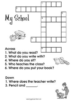 the crossword worksheet for children to learn how to read and understand their words