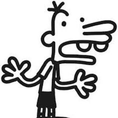 a black and white drawing of a cartoon character