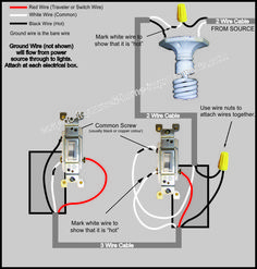 three way switch wiring with two lights and one light on the other side, in an electrical