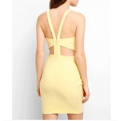 Likely Nwt Arcadia Cut-Out Bodycon Yellow Dress Size 2, Msrp $188 Bust: 30" Waist: 24.5" Hip: 30.5" Length: 34" Fabric: 73% Polyester, 22% Rayon, 5% Spandex; Lining 100% Polyester Make Us A Reasonable Offer & We Will Accept! Please Look At All Photos For Further Item Descriptions! Check Out Our Closet For Bundle Deals- We Sell Many Luxury And Sought-After Brands And Styles Perfect For Athleisure To Office; Casual To Formal; Bohemian Or Runway! Fitted Dress With Back Zipper For Day Out, Spring Cocktail Dress With Cutout Back, Yellow Bodycon Backless Dress, Fitted Bodycon Dress With Cutout Back For Summer, Summer Bodycon Dress With Back Zipper For Date Night, Spring Mini Length Bodycon Dress With Cutout Back, Yellow Bodycon Sheath Dress, Spring Cocktail Midi Dress With Cutout Back, Spring Mini Bodycon Dress With Cutout Back