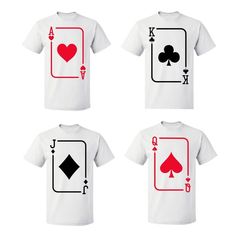 ON SALE - Deck of Cards Funny Team Costume - Men's T-shirt Custom Print Themed White Tops, White Custom Print Themed Tops, Themed White Tops With Custom Print, White Themed Top With Custom Print, Card Halloween Costume, Themed White Crew Neck Top, Customizable Themed White T-shirt, Themed Custom Print Crew Neck T-shirt, Playing Card Halloween Costume